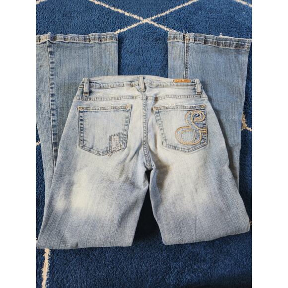 Y2k SouthPole Women's Flare Out Light Wash Denim Jeans-5 - Picture 4 of 9